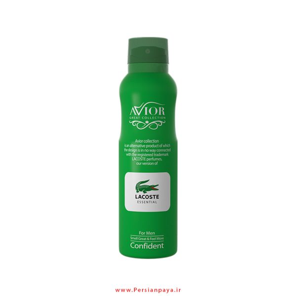 اسپری بدن مردانه اویور Avior با رایحه لاگوست اسنشیال Lacoste Essential حجم 150 میلی لیتر